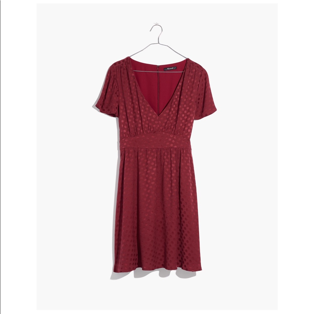 Madewell V-Neck Fit-and-Flare Dress in Dot Jacquard size 10